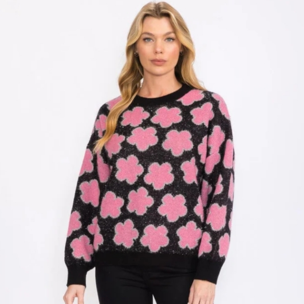 💕 Fuzzy Floral Sweater